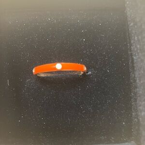 14k Gold Diamond and Orange Enamel Stackable Ring size 8